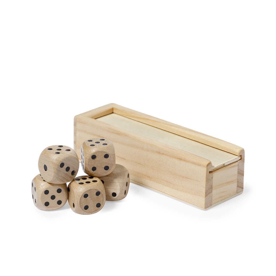 Juego personalizado Atanin dados de madera natural con estuche deslizante - Niños y Juegos - Regalo Promocional Personalizado