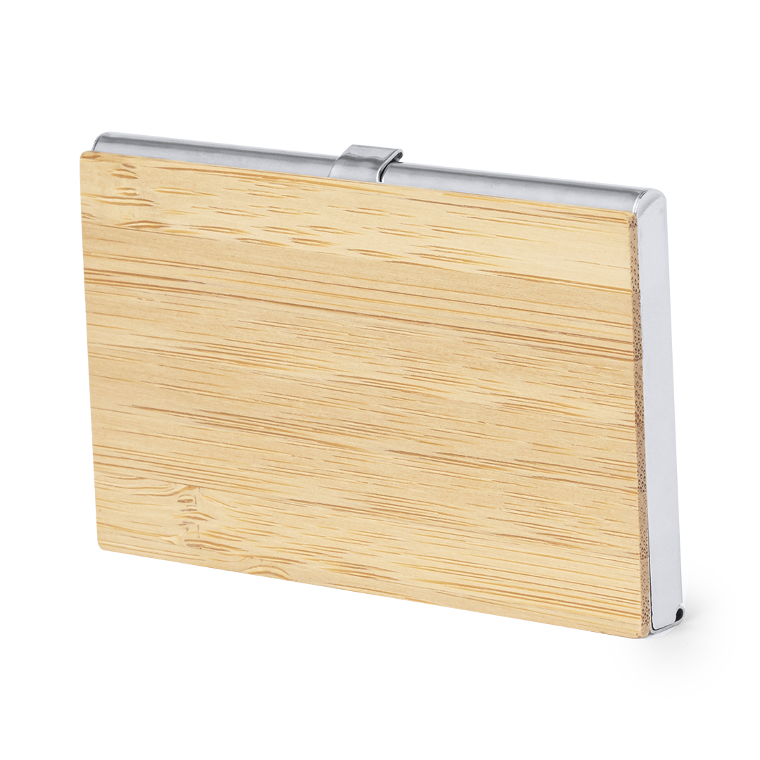 Tarjetero personalizado Eltanin de bambú con cierre de presión