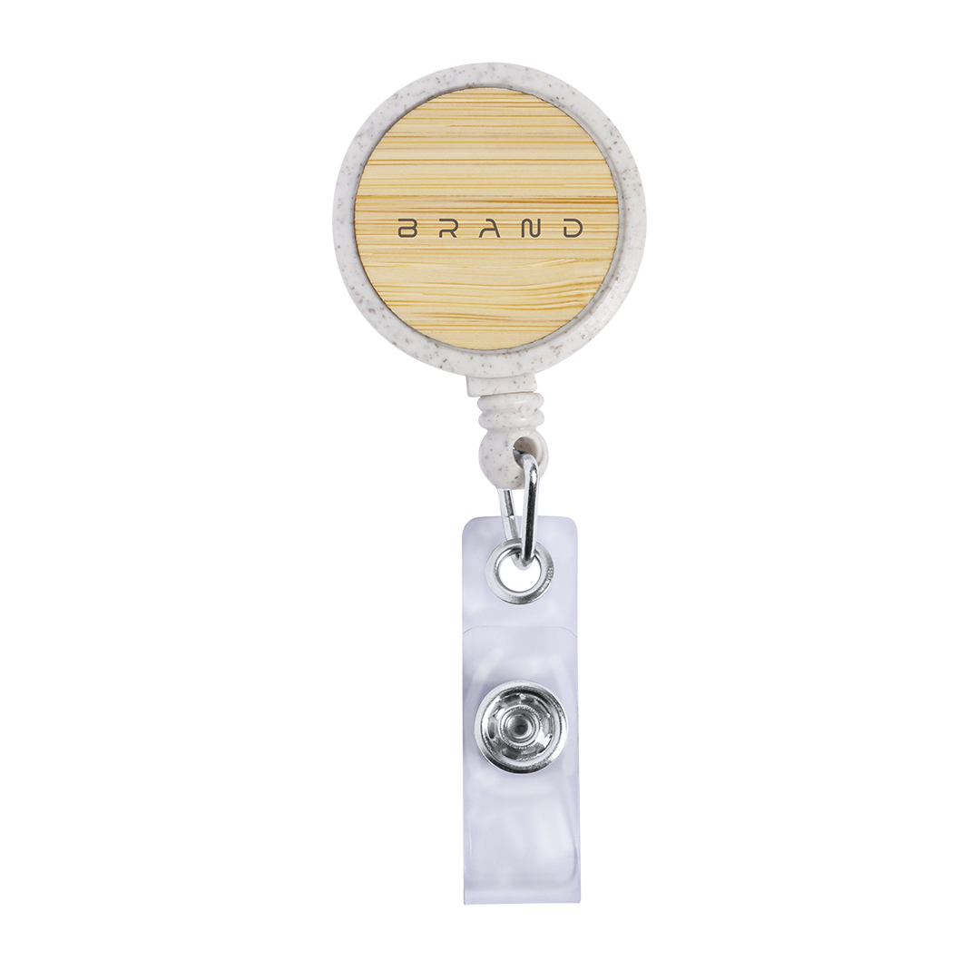 Portacreditaciones extensible personalizado Alikra de bambú y caña de trigo - Lanyards y Pulseras - Regalo Promocional Personalizado - vista alternativa