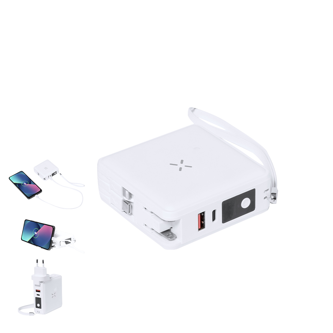 Adaptador Viaje Multifunción Joks inalámbrico con powerbank 10.000 mAh - Viaje - Regalo Promocional Personalizado