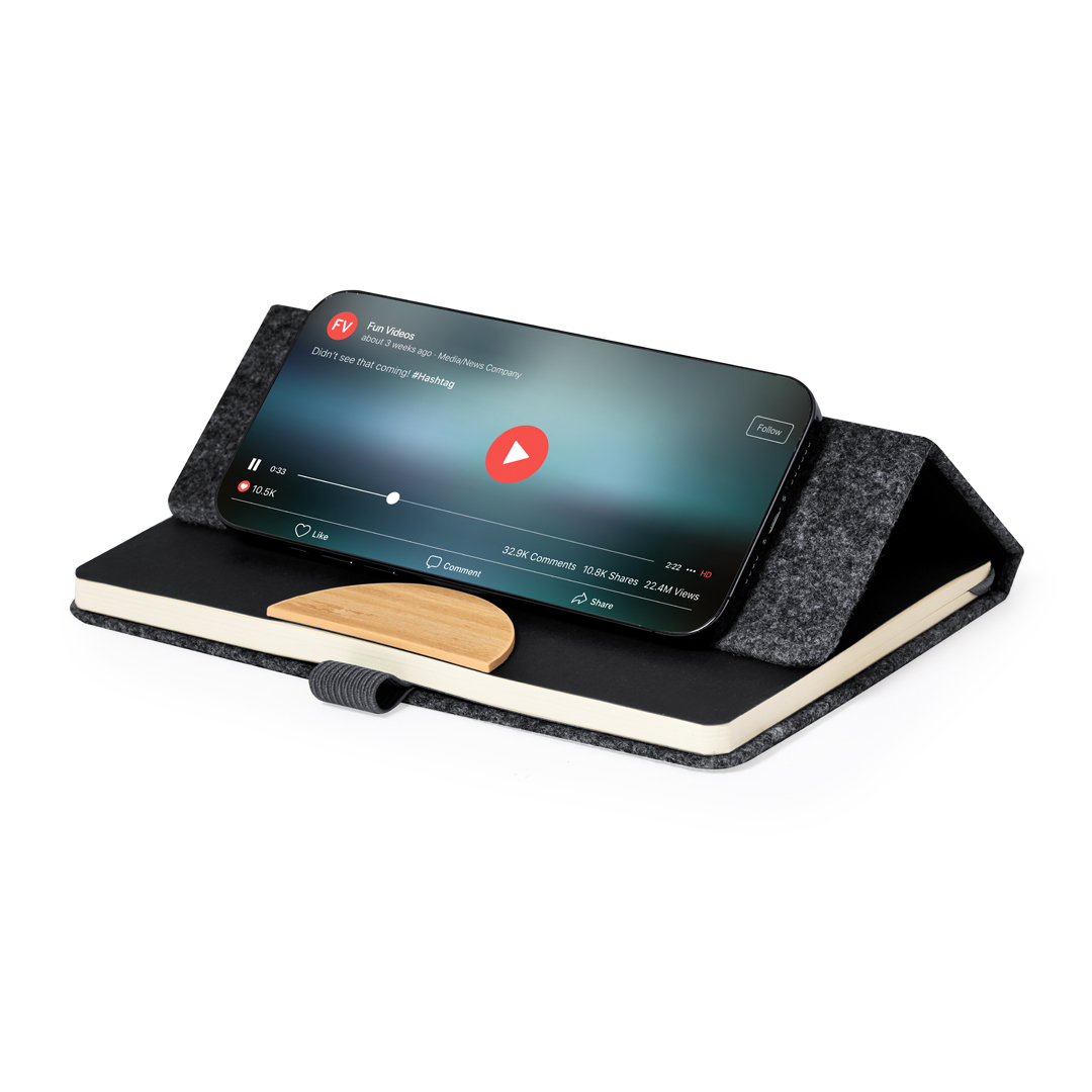 Bloc de notas personalizado con soporte Kobain de fieltro RPET y bambú - Oficina - Regalo Promocional Personalizado - imagen 4