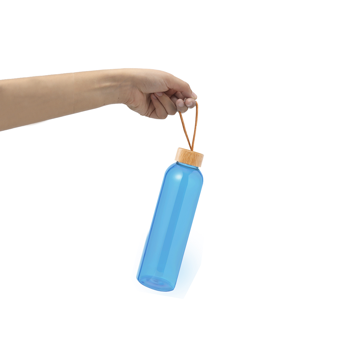 Bidón personalizado Tournax de 650ml en RPET con tapón de bambú y cordón trenzado - Tazas y botellas - Regalo Promocional Personalizado - imagen 3