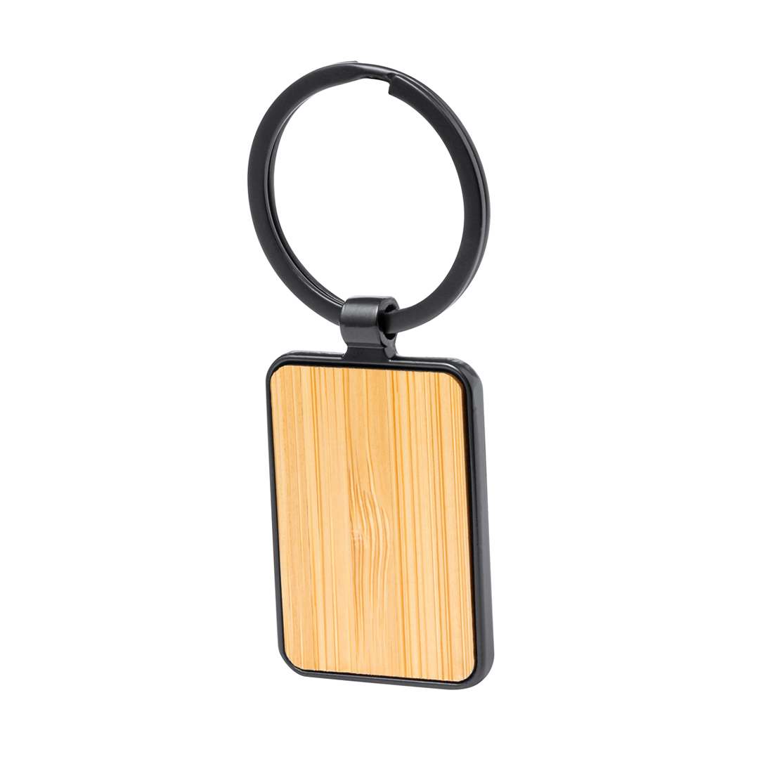 Llavero personalizado Fenrir de metal negro con bambú