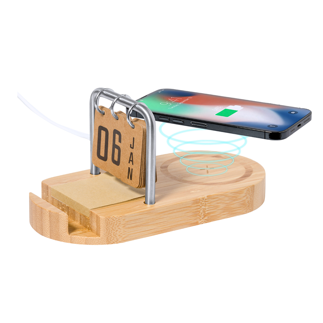 Cargador personalizado Sainford multifunción inalámbrico 15W de bambú con calendario - Tecnología - Regalo Promocional Personalizado - imagen 2