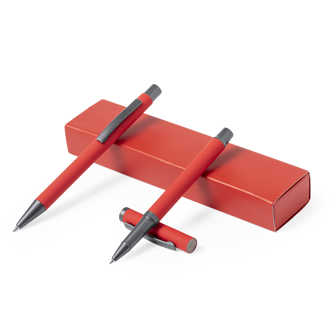 Set bolígrafo y roller personalizado Bostit con caja de colores - Set de escritura personalizados - Regalo Promocional Personalizado