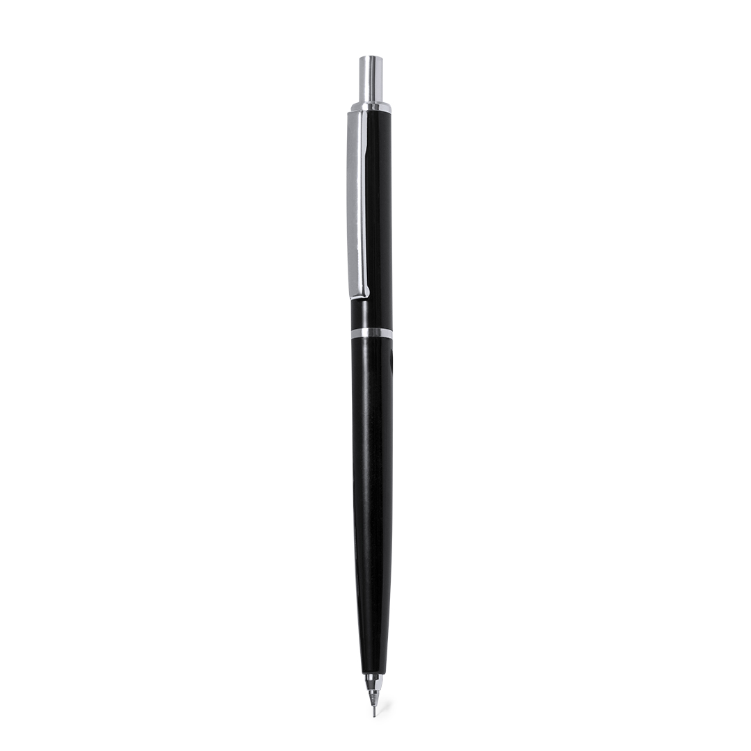 Portaminas personalizado Binefar de ABS negro con elementos cromados - Oficina - Regalo Promocional Personalizado