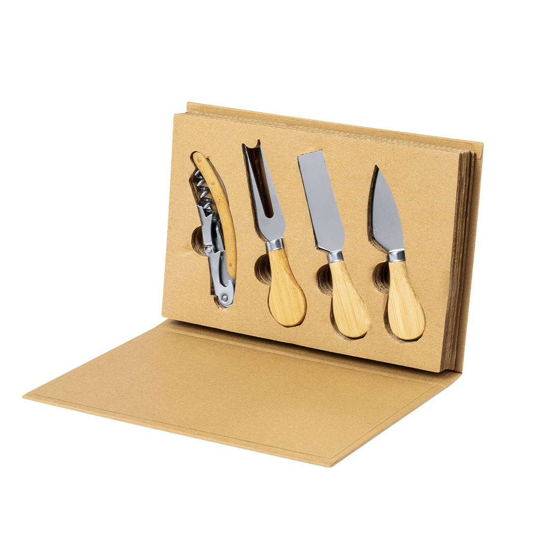 Set de vinos y queso personalizado Sondrex de acero inox con estuche corrugado - Packs de regalo personalizado - Regalo Promocional Personalizado