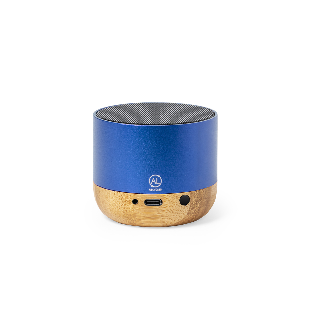 Altavoz Lops aluminio reciclado con base bambú - Tecnología - Regalo Promocional Personalizado