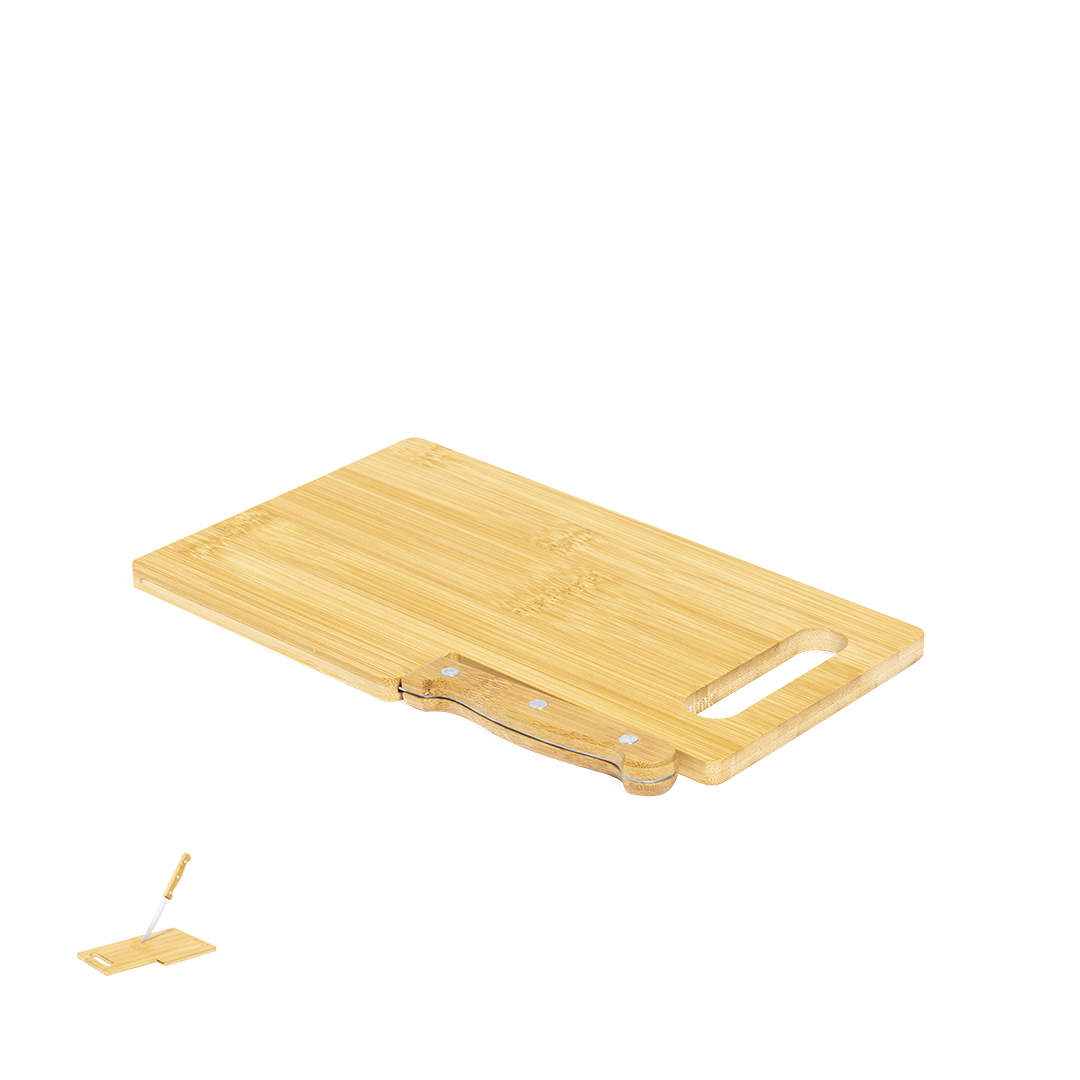 Tabla de bambú personalizada Seslat con cuchillo de sierra - Tablas de corte - Regalo Promocional Personalizado