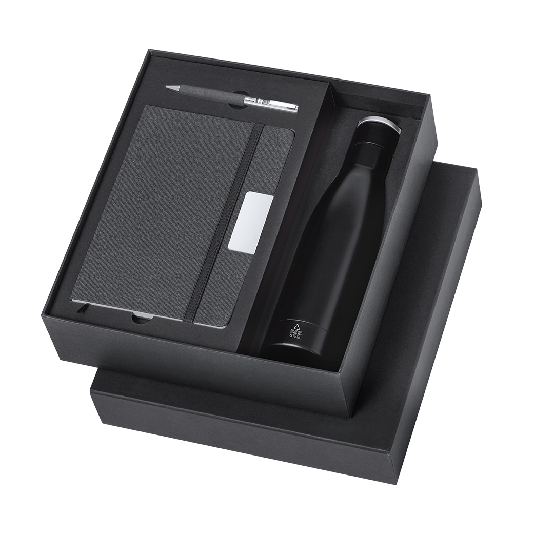 Set personalizado Datiford termo acero reciclado con bloc RPET