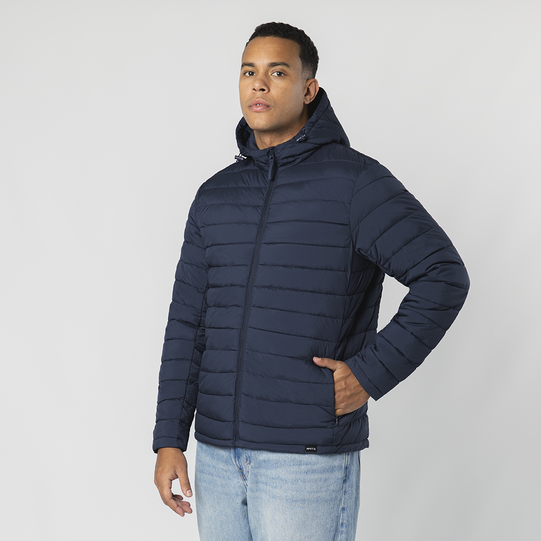 Chaqueta personalizada Likpan unisex de RPET con capucha efecto pluma - Ropa y accesorios - Regalo Promocional Personalizado