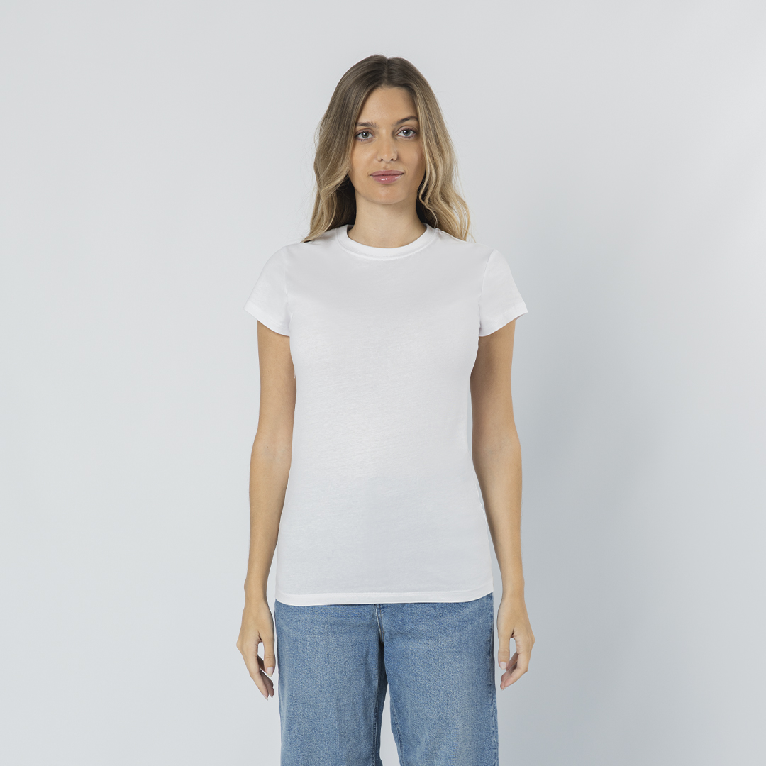 Camiseta personalizada para mujer Seiyo blanca tubular de algodón - Ropa y accesorios - Regalo Promocional Personalizado
