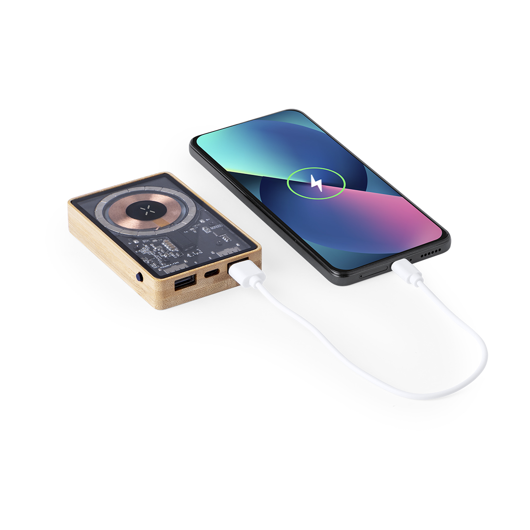 Power Bank personalizada Dominik transparente de bambú con vista interior de 5000mAh - Tecnología - Regalo Promocional Personalizado - vista alternativa
