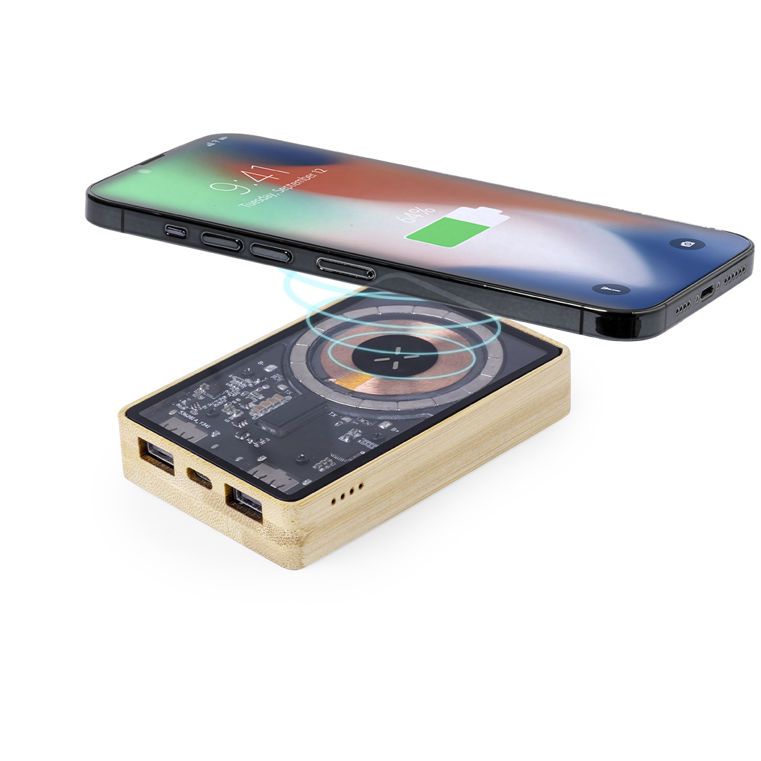 Power Bank personalizada Dominik transparente de bambú con vista interior de 5000mAh - Tecnología - Regalo Promocional Personalizado - imagen 3
