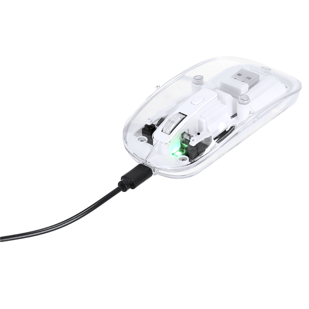 Ratón óptico inalámbrico personalizado Mirabek  transparente con batería integrada