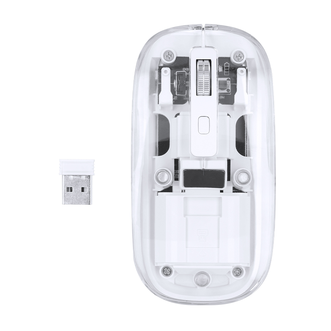 Ratón óptico inalámbrico personalizado Mirabek  transparente con batería integrada - Tecnología - Regalo Promocional Personalizado - imagen 3