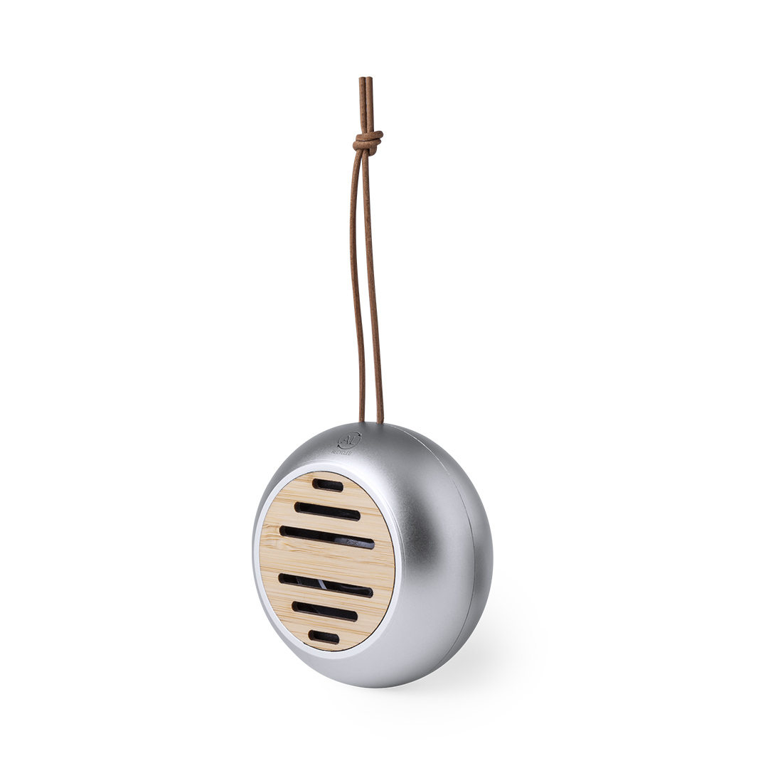 Altavoz Hiwent aluminio reciclado con rejilla bambú - Tecnología - Regalo Promocional Personalizado
