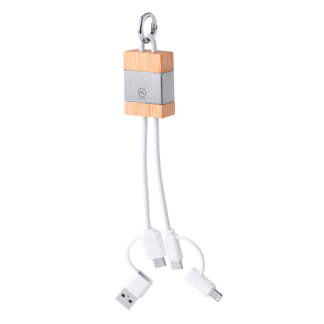 Cable cargador personalizado Desak de bambú y aluminio reciclado compacto