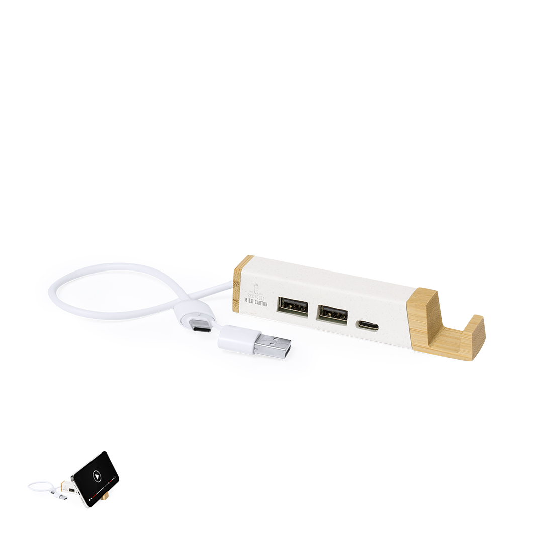 Puerto USB personalizado Kartip de bambú y cartones de leche reciclados - Tecnología - Regalo Promocional Personalizado