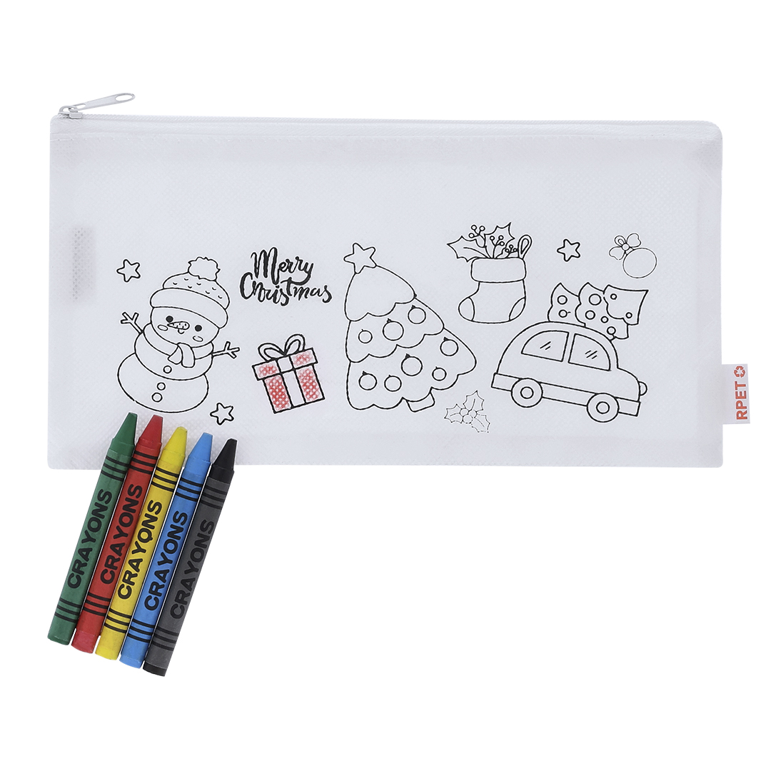 Estuche personalizado Flemenk navideño de RPET para colorear con 5 ceras - Oficina - Regalo Promocional Personalizado - imagen 3