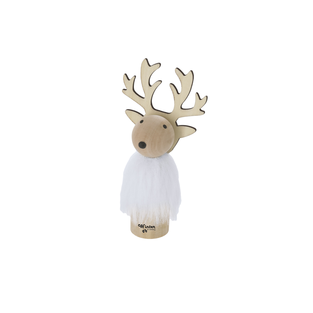Adorno Guardens navideño de madera y pelaje blanco - Navidad - Regalo Promocional Personalizado