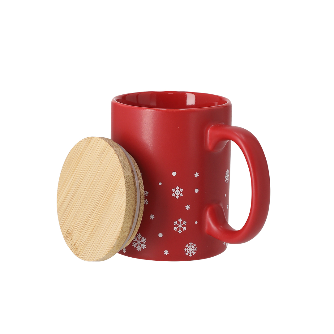 Taza de cerámica personalizada Helogran navideña de 300ml con tapa de bambú - Tazas y vasos personalizados - Regalo Promocional Personalizado - vista alternativa