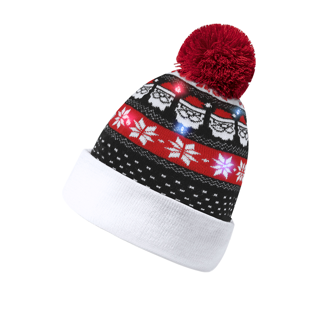 Gorro personalizado Plumex navideño con luz LED y pompón luminoso