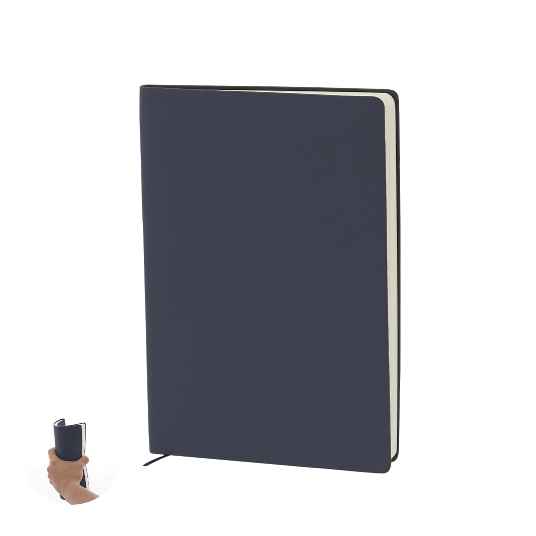 Bloc de notas personalizado Lazox en PU reciclada con 80 hojas crema rayadas - Oficina - Regalo Promocional Personalizado