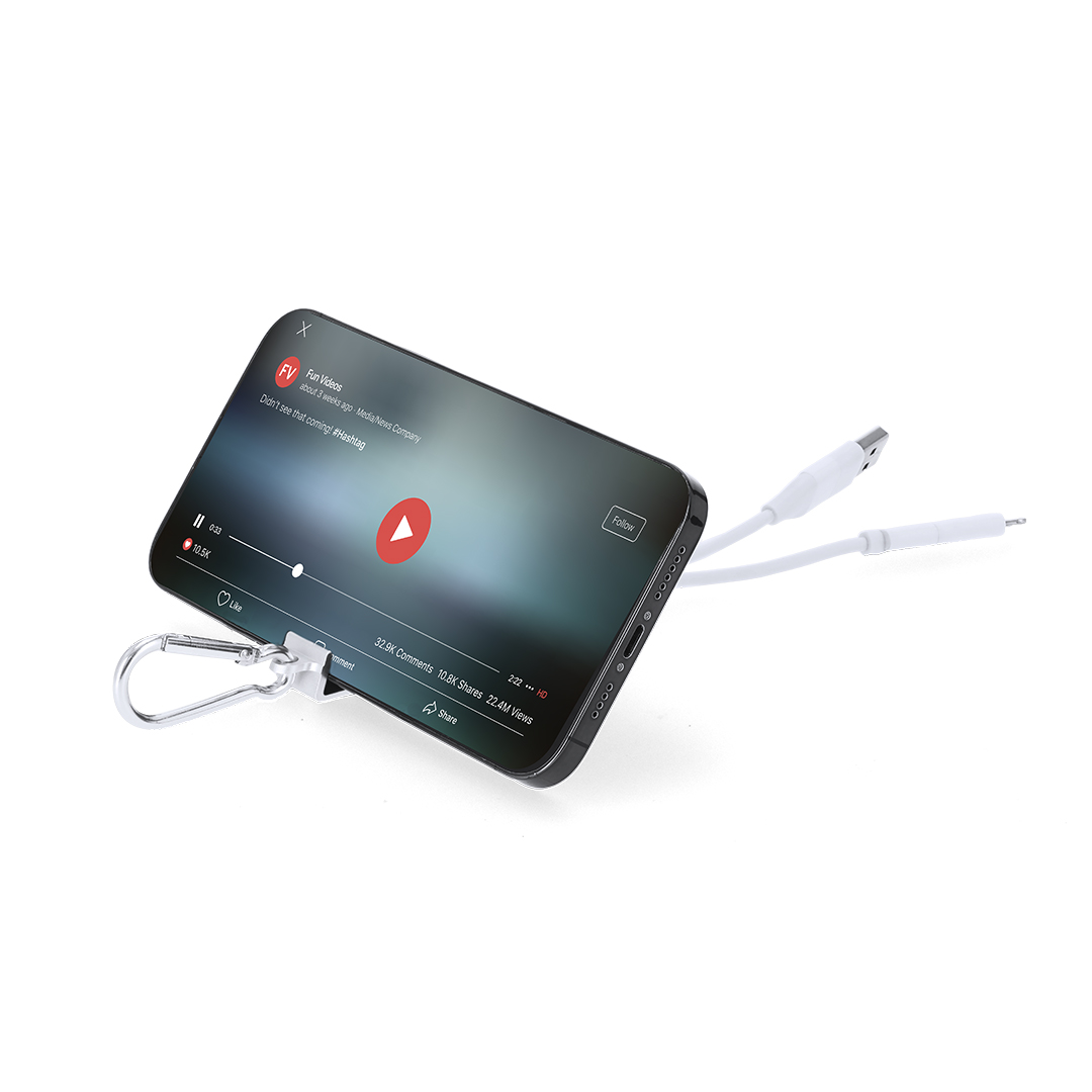 Puerto USB cargador personalizado Leony de aluminio reciclado con soporte - Tecnología - Regalo Promocional Personalizado - imagen 3