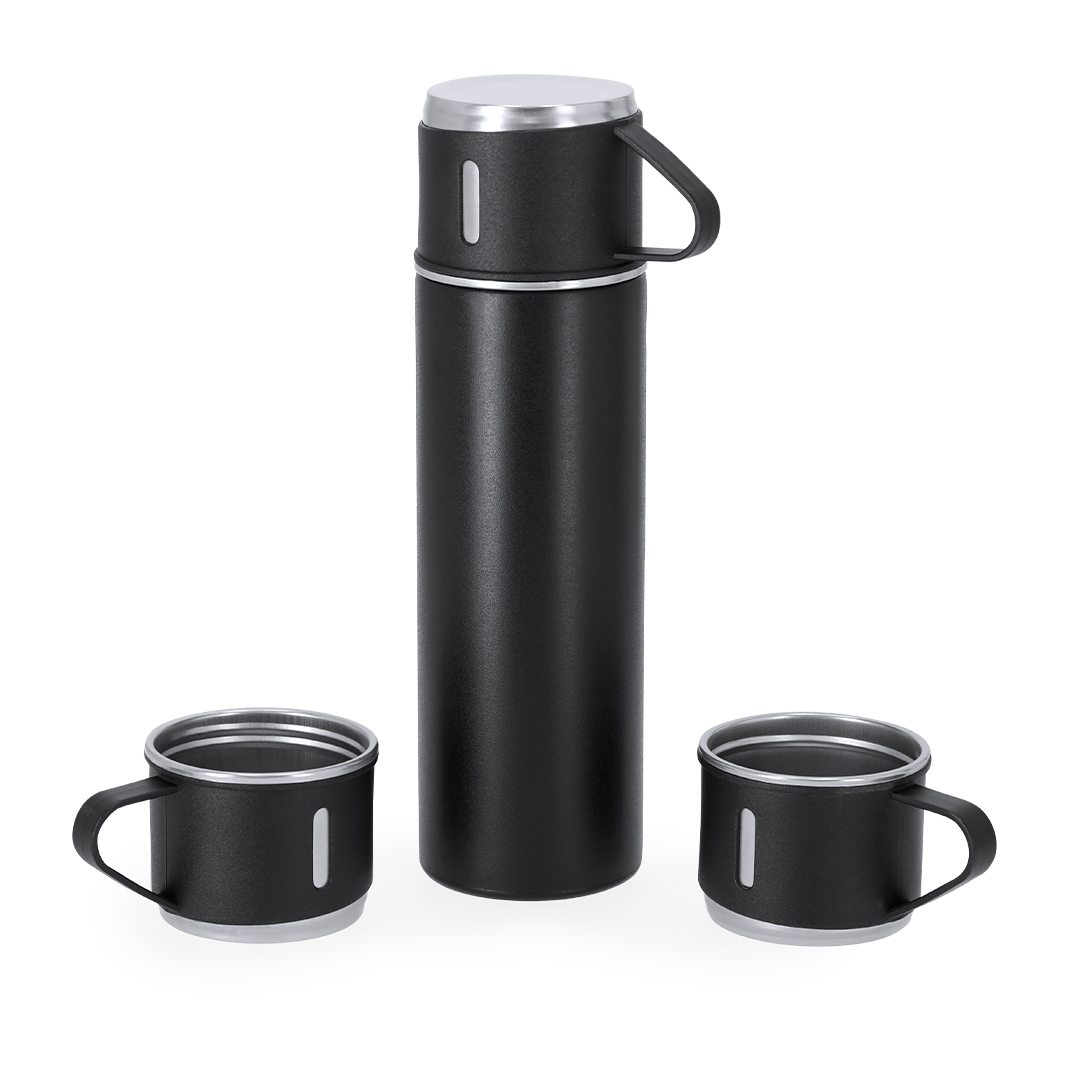 Set personalizado Melbir termo 420ml con 3 tazas acero inox - Tazas y vasos personalizados - Regalo Promocional Personalizado