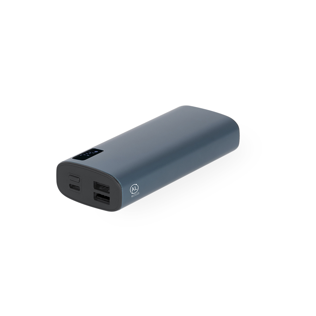 Power Bank personalizada Hampton de aluminio reciclado con pantalla de 10000mAh - Tecnología - Regalo Promocional Personalizado