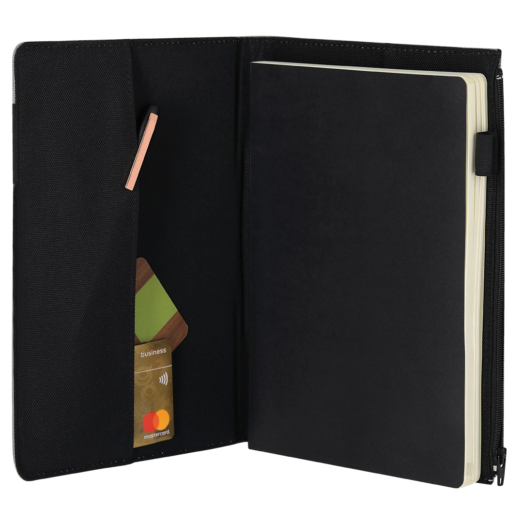 Bloc personalizado con Funda Katz A5 en RPET con bolsillo cremallera extraíble - Oficina - Regalo Promocional Personalizado - vista alternativa