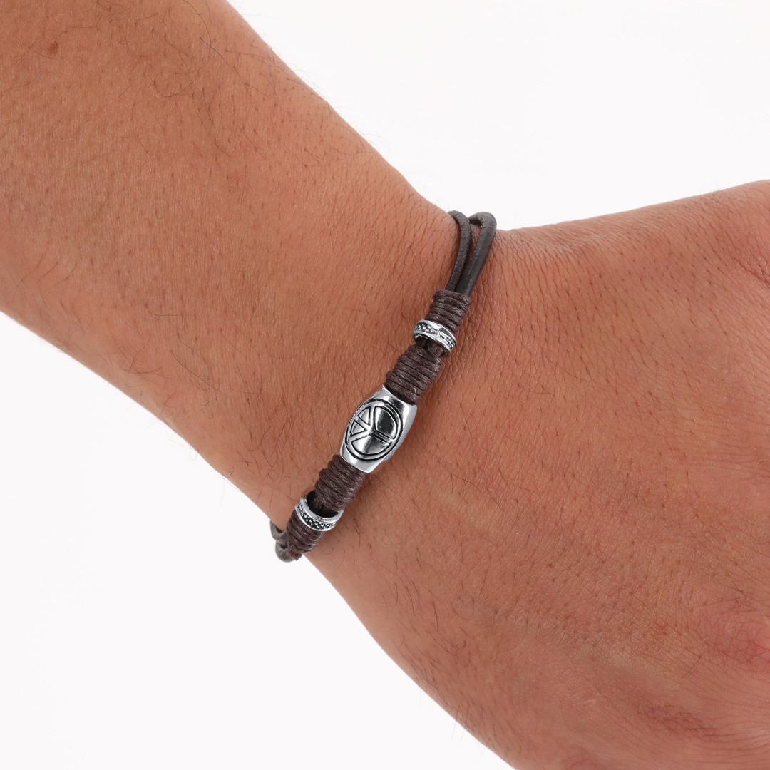 Pulsera personalizada Luco de piel marrón con cordones y abalorios - Pulseras personalizadas - Regalo Promocional Personalizado - imagen 3