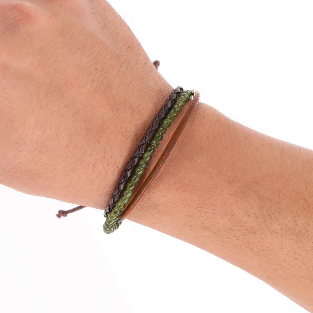 Pulsera personalizada Sonja de piel con cordones y cuentas de vidrio - Pulseras personalizadas - Regalo Promocional Personalizado - vista alternativa