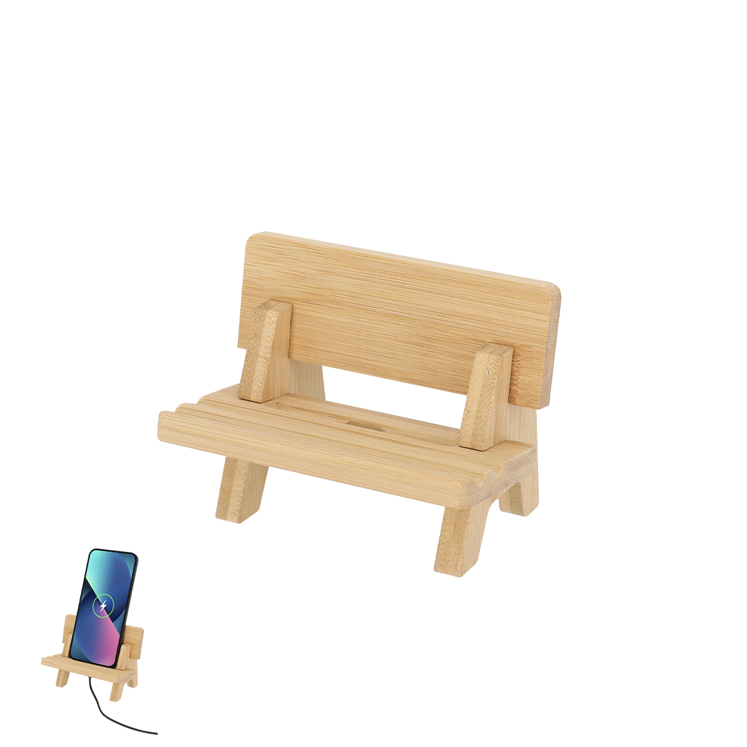 Soporte personalizado Hadam de bambú forma banco con 3 posiciones - Tecnología - Regalo Promocional Personalizado