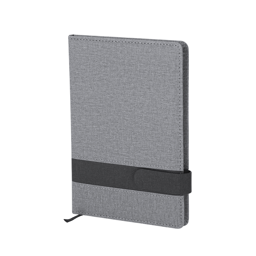 Bloc de notas personalizado Arlex A5 en PU gris con cierre magnético - Oficina - Regalo Promocional Personalizado