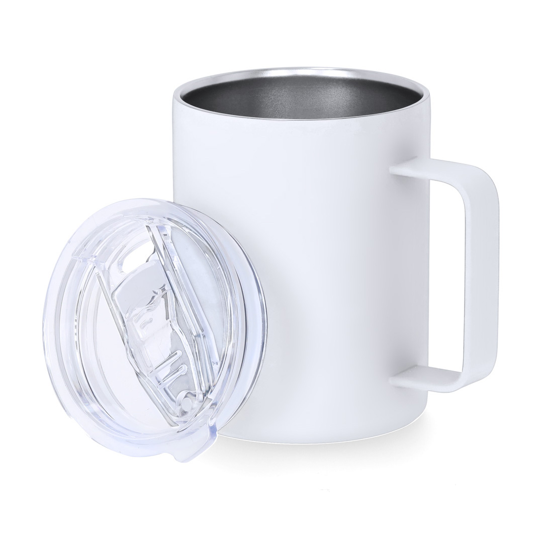 Taza térmica personalizada Adelax de acero inox con acabado caucho de 400ml