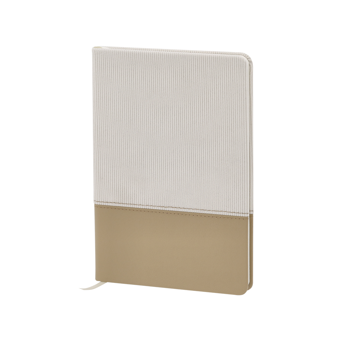 Bloc de notas personalizado Mitek A5 en pana poliéster y PU reciclado con 80 hojas crema - Oficina - Regalo Promocional Personalizado