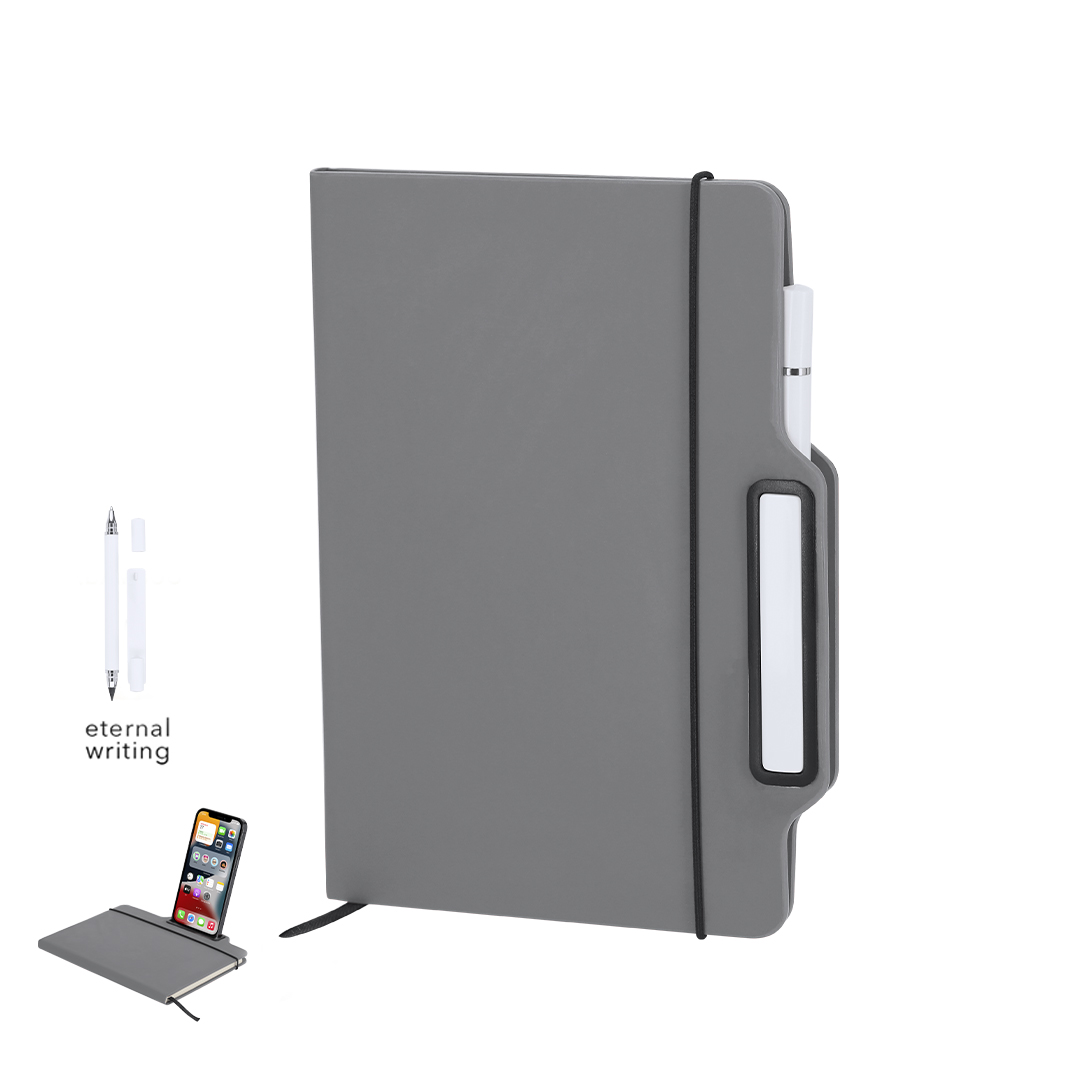 Bloc de notas personalizado con soporte Cruas de PU para smartphone - Oficina - Regalo Promocional Personalizado