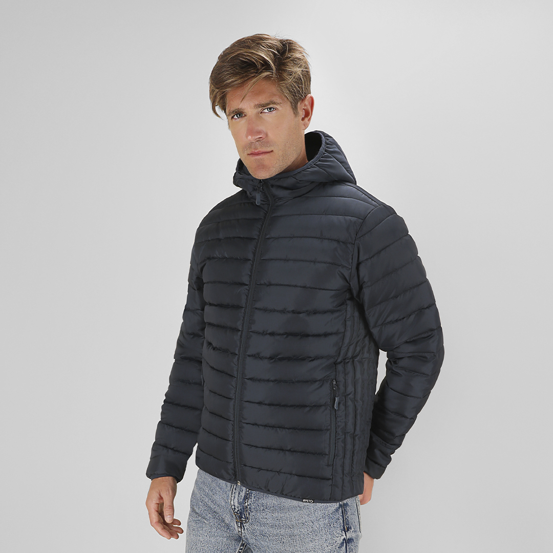 Chaqueta personalizada Dilax unisex de RPET con capucha efecto pluma - Ropa y accesorios - Regalo Promocional Personalizado