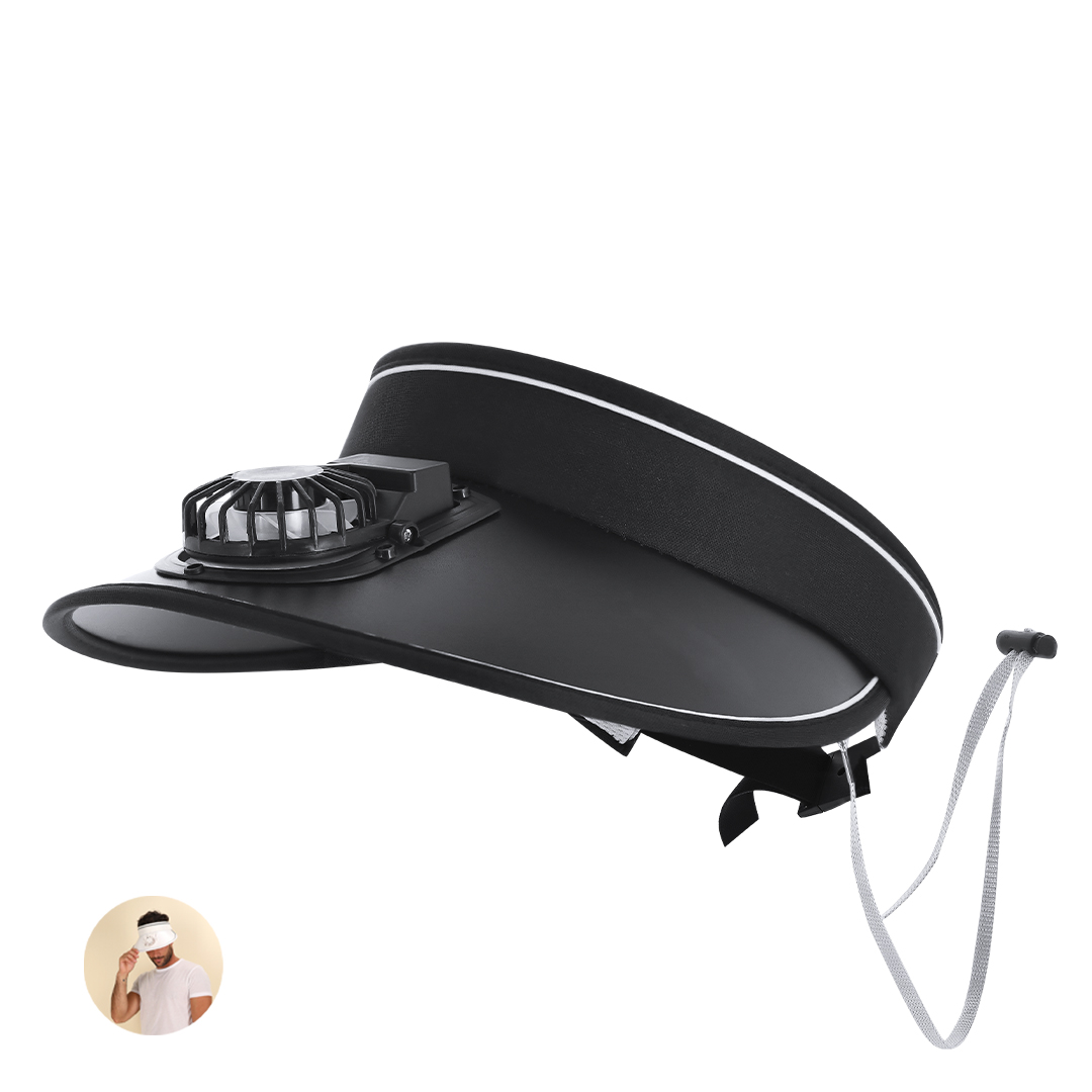 Visera ventilador personalizada Akanyi recargable con tres velocidades orientable - Gorras y sombreros - Regalo Promocional Personalizado