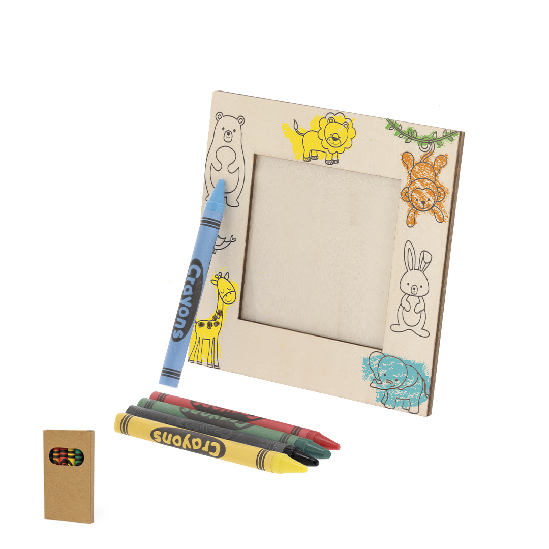 Marco de fotos personalizado Kunku de madera natural con ceras colores - Hogar - Regalo Promocional Personalizado