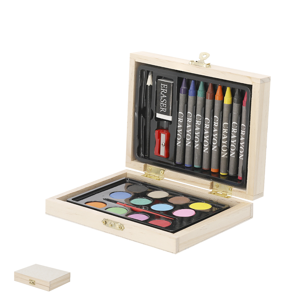 Estuche personalizado Lidner de madera con 24 piezas para colorear - Oficina - Regalo Promocional Personalizado