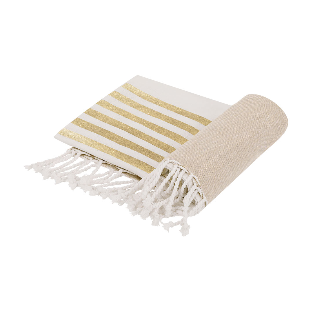 Pareo toalla personalizado Bak de algodón reciclado con flecos dorados