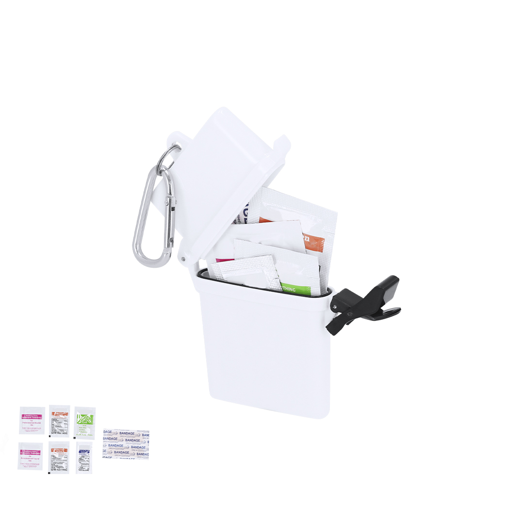Kit de playa personalizado Dambury de 8 accesorios con estuche ABS y mosquetón - Verano - Regalo Promocional Personalizado