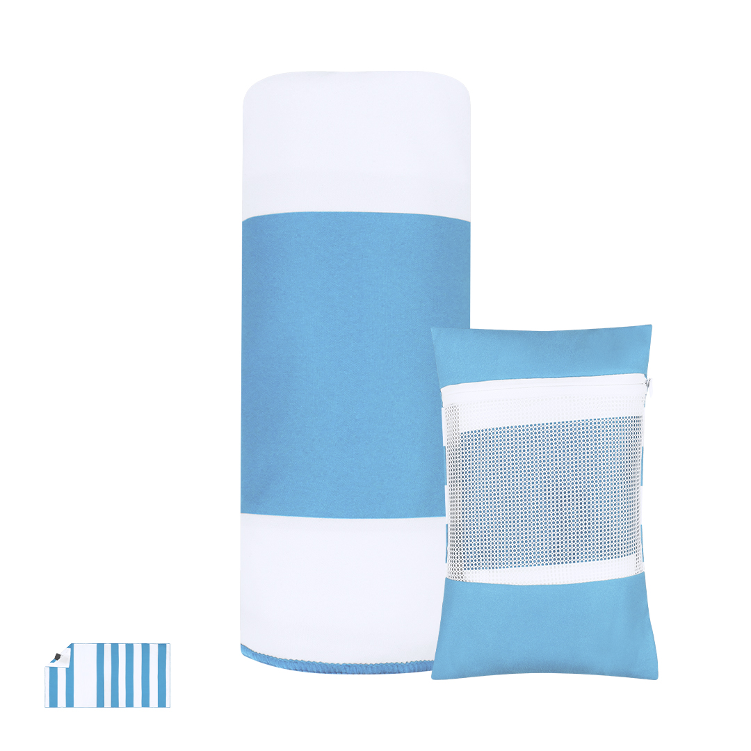 Toalla personalizada absorbente Jeffrey de poliéster con bolsillo impermeable - Verano - Regalo Promocional Personalizado