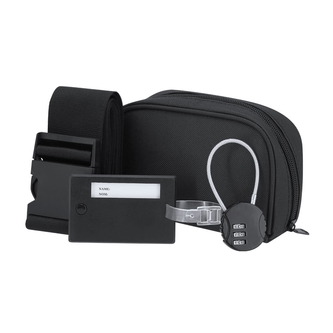 Set de viaje personalizado Biccap con accesorios de seguridad en funda RPET