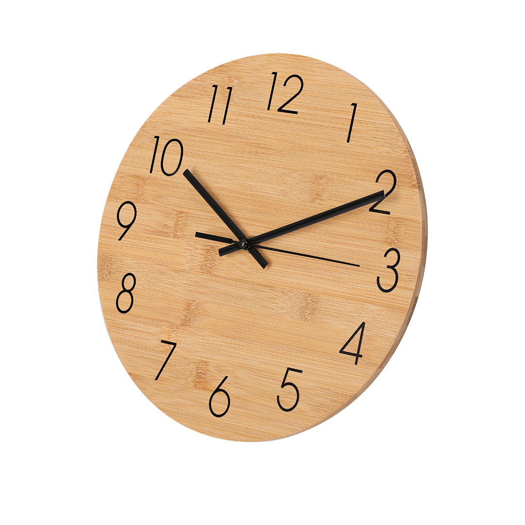 Reloj de pared personalizado Tiwel de bambú natural con dial metálico
