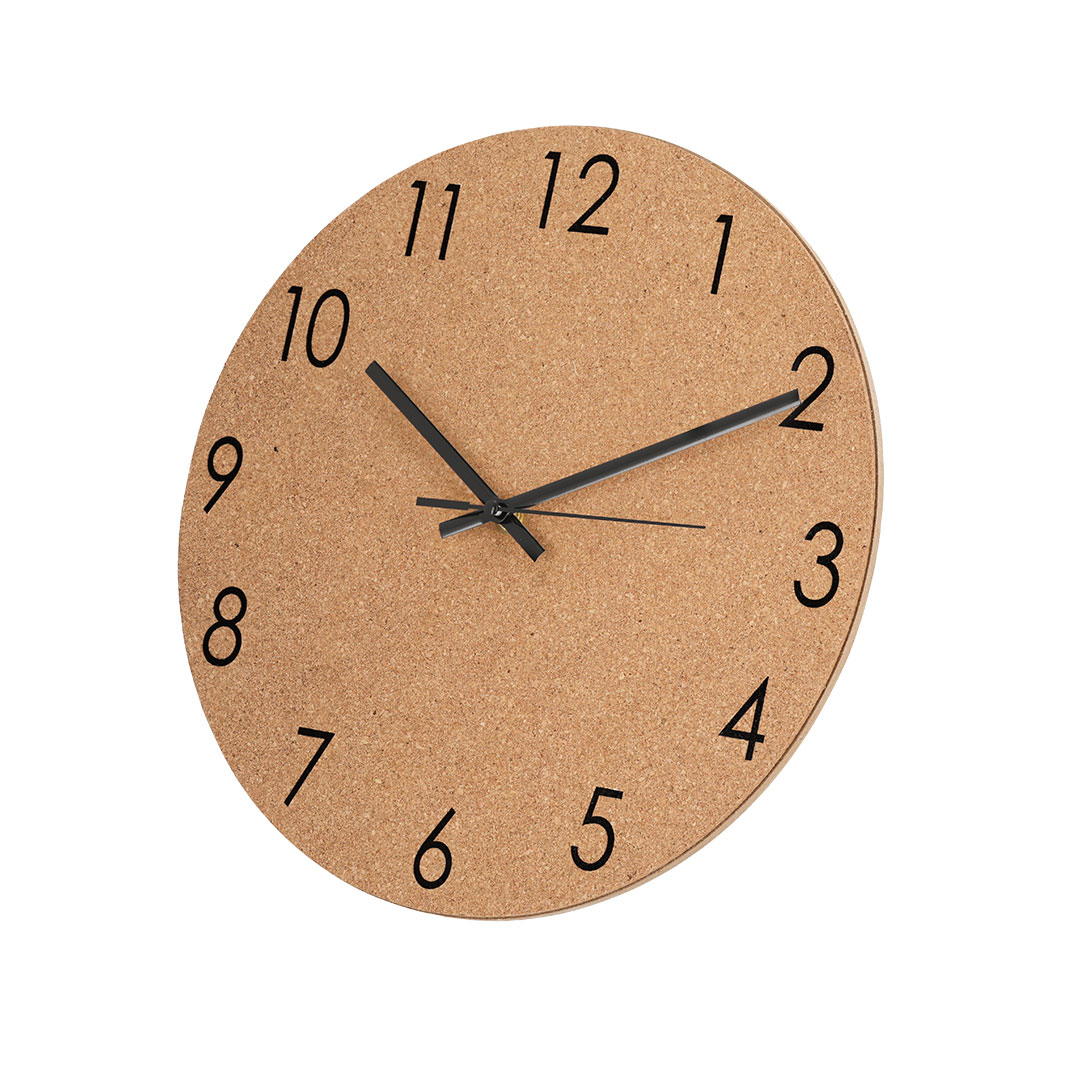 Reloj de pared personalizado Melzer de corcho natural con dial metálico