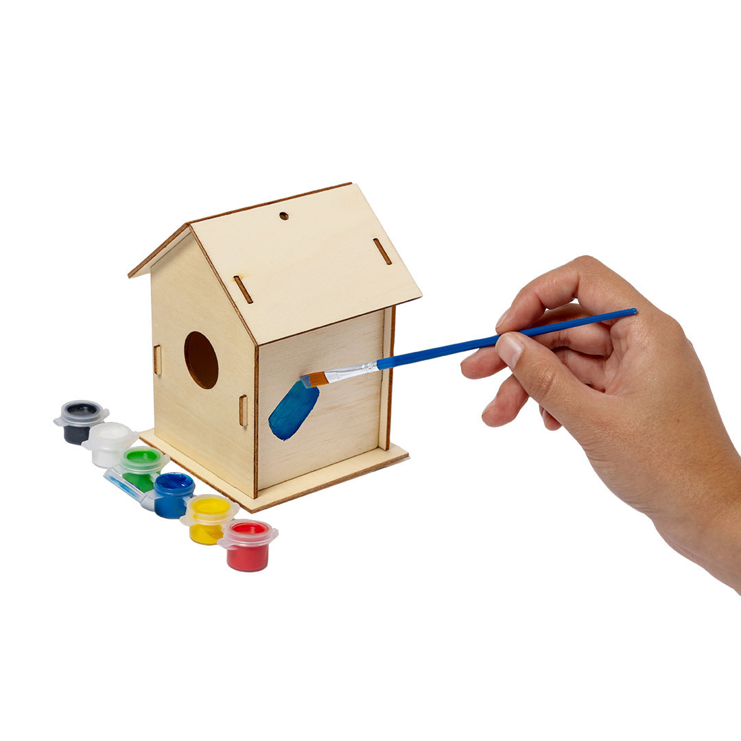 Caseta pájaro personalizada Spydel de madera con pincel y pinturas - Jardín - Regalo Promocional Personalizado - vista alternativa